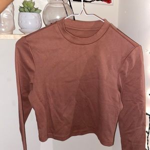 Brown Long Sleeve Cropped Top